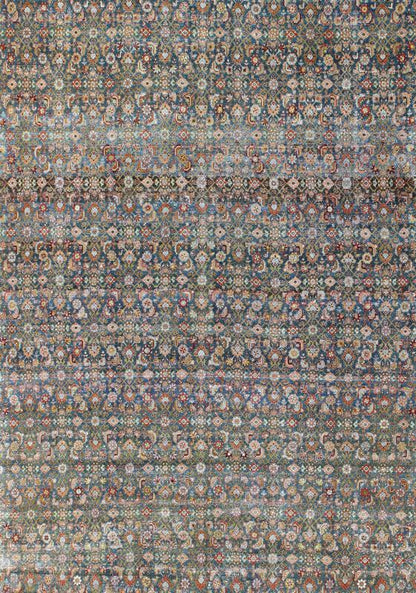 Antique Hand Knotted Persian Malayer Rug All - Over Design On A Teal Background Large Antique Persian Malayer Rug with All - Over Large antique Persian Malayer rug with all - over design in teal background, Keivan Woven Arts / rug / GLD - 7587, Large Ma... - Keivan Woven ArtsGLD - 7587 - 8391Rug