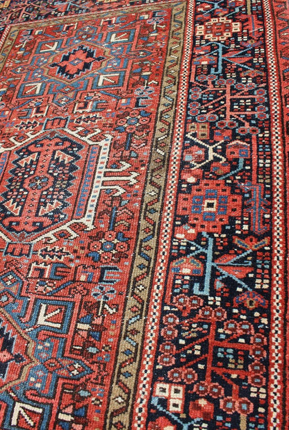 Karadjeh Persian antique rug with detailed geometric design, Keivan Woven Arts / rug gng - 4737, country of origin / type: Iran / Karadjeh, circa 1920 This early 20th century, handwoven antique Persian Karadjeh rug features a red - colored field imb... - Keivan Woven ArtsGNG - 4737 - 9894Rug