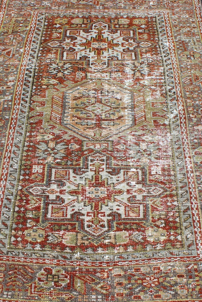 Vintage Persian Karadjeh rug with three medallion geometric tribal design, rug gng - 4749, country of origin / type: Iran / Karadjeh, circa 1930 This early 20th century, handwoven antique Persian Karadjeh rug features a red - colored field imbued wi... - Keivan Woven ArtsGNG - 4749 - 9914Rug