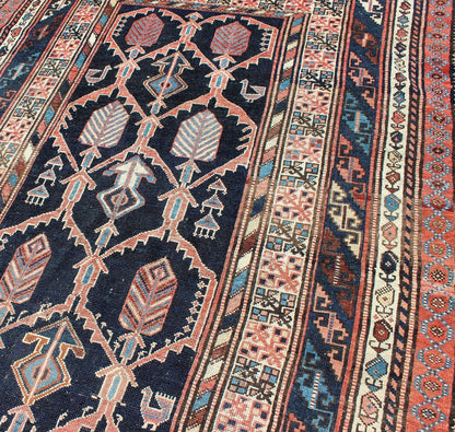Geometric Design Antique Persian Afshar Rug with Multi - Layered Border Layered Border Design Persian Afshar Antique Rug with Interconnected Motifs, rug gng - 4751, country of origin / type: Iran / Afshar, circa 1910s. Bold geometry, rich sym... - Keivan Woven ArtsGNG - 4751 - 9922Rug