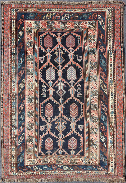 Geometric Design Antique Persian Afshar Rug with Multi - Layered Border Layered Border Design Persian Afshar Antique Rug with Interconnected Motifs, rug gng - 4751, country of origin / type: Iran / Afshar, circa 1910s. Bold geometry, rich sym... - Keivan Woven ArtsGNG - 4751 - 9922Rug