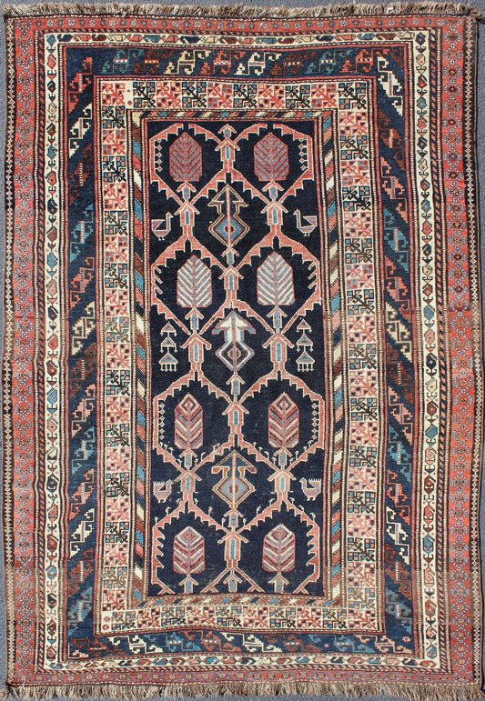 Geometric Design Antique Persian Afshar Rug with Multi - Layered Border Layered Border Design Persian Afshar Antique Rug with Interconnected Motifs, rug gng - 4751, country of origin / type: Iran / Afshar, circa 1910s. Bold geometry, rich sym... - Keivan Woven ArtsGNG - 4751 - 9922Rug