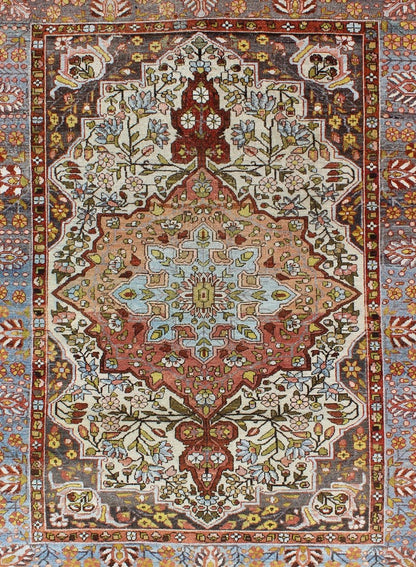 Multi - Colored and Ivory Antique Persian Bakhtiari Rug with Floral Medallion kwarugs Multi - colors, burnt orange and ivory antique Persian Bakhtiari rug with floral medallion, rug gng - 4757, country of origin / type: Iran / Bakhtiari, circa 1930s. ... - Keivan Woven ArtsGNG - 4757 - 9934Rug