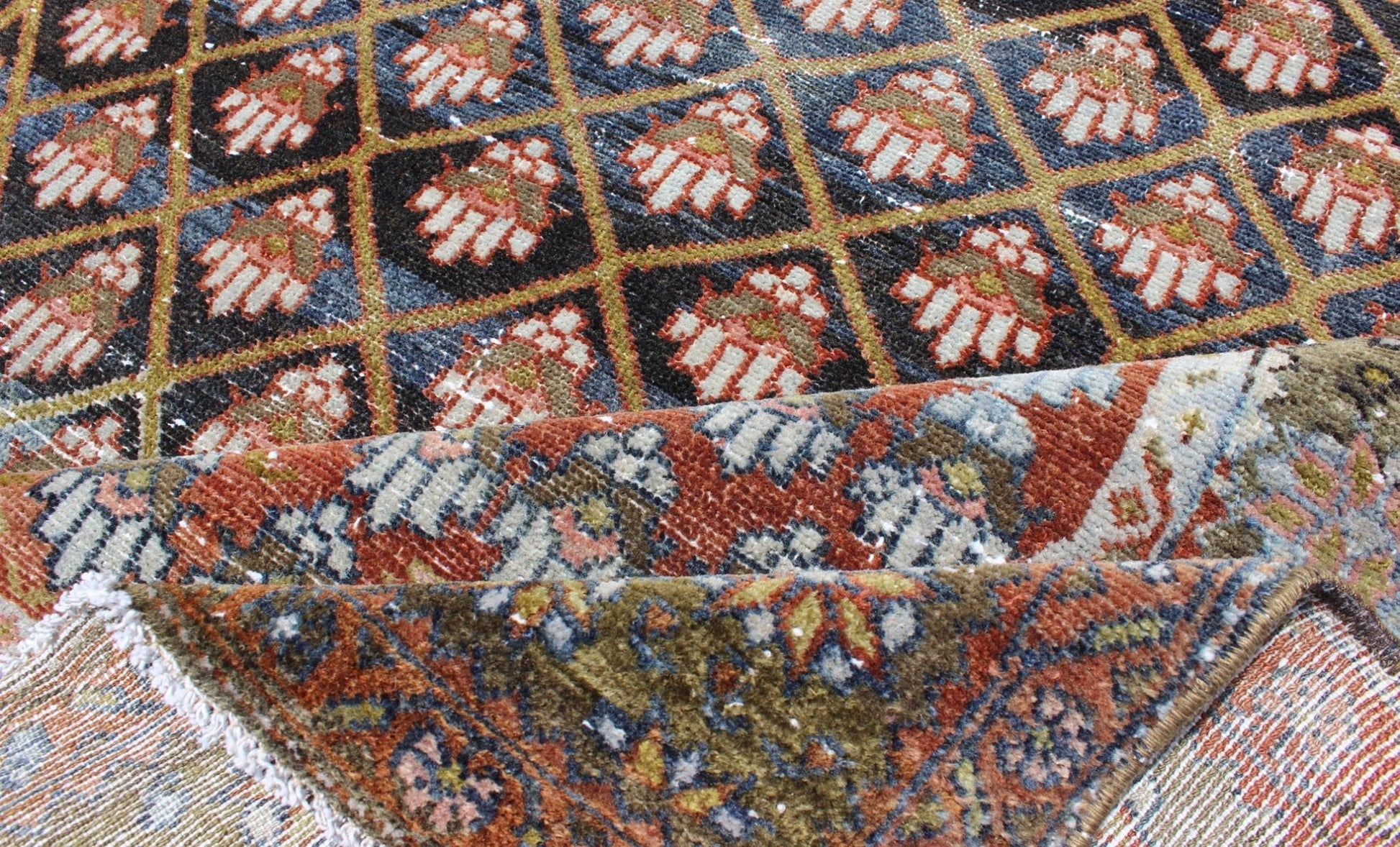 Colorful Antique Hand Knotted Persian Hamadan Rug With Tribal Motif Design Antique Persian Hamadan rug with gorgeous blue and colorful design. Keivan Woven Arts / rug GNG - 4762, country of origin / type: Iran / Hamadan, circa 1920. This an... - Keivan Woven ArtsGNG - 4762 - 9938Rug