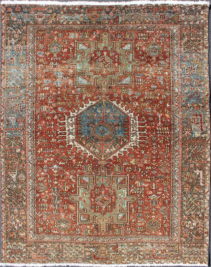 Karadjeh rug vintage Persian with Ornate and Intricate design of Medallions and geometric motifs, rug gng - 4765, country of origin / type: Iran / Karadjeh, circa 1930 Karadjeh rug vintage Persian with Ornate and Intricate design of Medallions and... - Keivan Woven ArtsGNG - 4765 - 9942Rug