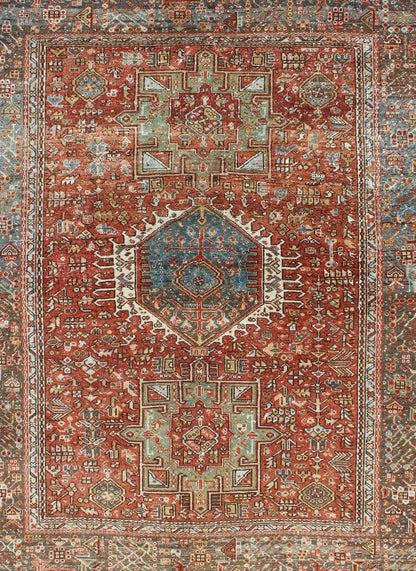 Karadjeh rug vintage Persian with Ornate and Intricate design of Medallions and geometric motifs, rug gng - 4765, country of origin / type: Iran / Karadjeh, circa 1930 Karadjeh rug vintage Persian with Ornate and Intricate design of Medallions and... - Keivan Woven ArtsGNG - 4765 - 9942Rug