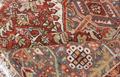 Keivan Woven Arts, Gng - 4771, 1920s Distressed Heriz Tribal. Antique Persian distressed Heriz rug with three medallion Geometric Tribal design, rug GNG - 4771, country of origin / type: Iran / Heriz, circa 1920. This early 20th century, handwoven a... - Keivan Woven ArtsGNG - 4771 - 9960Rug