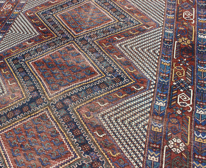 Keivan Woven Arts, Gng - 4772, Tri - Medallion Antique Afshar Rug in Colorful Tones Brown and gray blue. Multicolored Afshar Antique rug from Persia with unique diamond geometric design, rug gng - 4772, country of origin / type: Iran / Afshar, circa 1910s. ... - Keivan Woven ArtsGNG - 4772 - 9964Rug