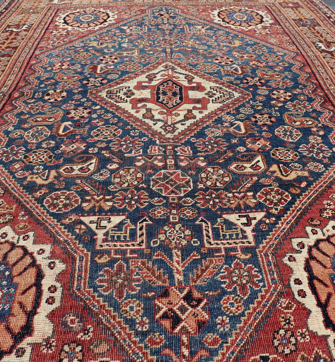 Antique Persian Qashqai Rug with Central Medallion in Ink Blue and Faded Red kwarugs Antique Persian Qashqai rug with central medallion in ink blue and faded red, Keivan Woven Arts / rug gng - 4775, country of origin / type: Iran / Qashqai, circa... - Keivan Woven ArtsGNG - 4775 - 9978Rug