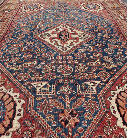 Antique Persian Qashqai Rug with Central Medallion in Ink Blue and Faded Red kwarugs Antique Persian Qashqai rug with central medallion in ink blue and faded red, Keivan Woven Arts / rug gng - 4775, country of origin / type: Iran / Qashqai, circa... - Keivan Woven ArtsGNG - 4775 - 9978Rug