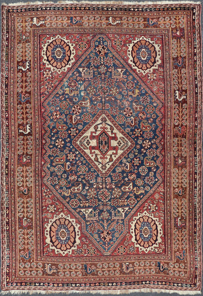 Antique Persian Qashqai Rug with Central Medallion in Ink Blue and Faded Red kwarugs Antique Persian Qashqai rug with central medallion in ink blue and faded red, Keivan Woven Arts / rug gng - 4775, country of origin / type: Iran / Qashqai, circa... - Keivan Woven ArtsGNG - 4775 - 9978Rug