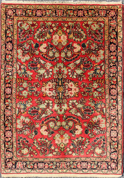 Keivan Woven Arts, Got - 403, Antique Sarouk Rug. Antique Persian Sarouk rug with all - over Floral design in rich red, onyx black, rug got - 403, country of origin / type: Iran / Sarouk, circa 1930's - This immaculately woven early - 20th century Sarouk r... - Keivan Woven ArtsGOT - 403 - 4006Rug