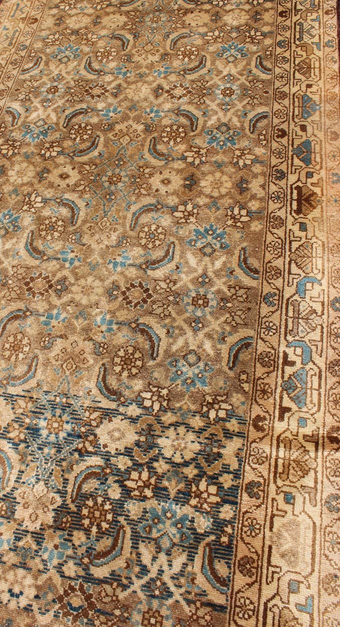 Keivan Woven Arts, H - 1006 - 05, 1950's Semi Antique Malayer Floral Rug. This mid - 20th century, handwoven Semi Antique Malayer runner features an all - over design of vining florals. A beautifully drawn multi - tiered border surrounds the entirety of the ... - Keivan Woven ArtsH - 1006 - 05 - 2255Rug