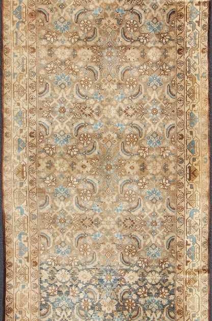 Keivan Woven Arts, H - 1006 - 05, 1950's Semi Antique Malayer Floral Rug. This mid - 20th century, handwoven Semi Antique Malayer runner features an all - over design of vining florals. A beautifully drawn multi - tiered border surrounds the entirety of the ... - Keivan Woven ArtsH - 1006 - 05 - 2255Rug