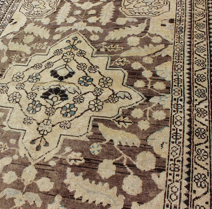 Semi Antique Persian Lilihan Rug in Brown and Earth Colors Semi Antique Persian Rug, rug H - 102 - 24, country of origin / type: Persian / Tabriz, circa mid - 20th Century. This spectacular vintage Persian rug features a center medallion design in ... - Keivan Woven ArtsH - 102 - 24 - 1776Rug