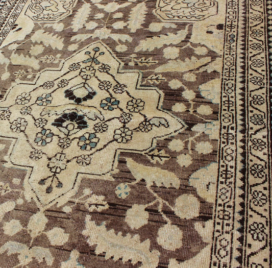 Semi Antique Persian Lilihan Rug in Brown and Earth Colors Semi Antique Persian Rug, rug H - 102 - 24, country of origin / type: Persian / Tabriz, circa mid - 20th Century. This spectacular vintage Persian rug features a center medallion design in ... - Keivan Woven ArtsH - 102 - 24 - 1776Rug