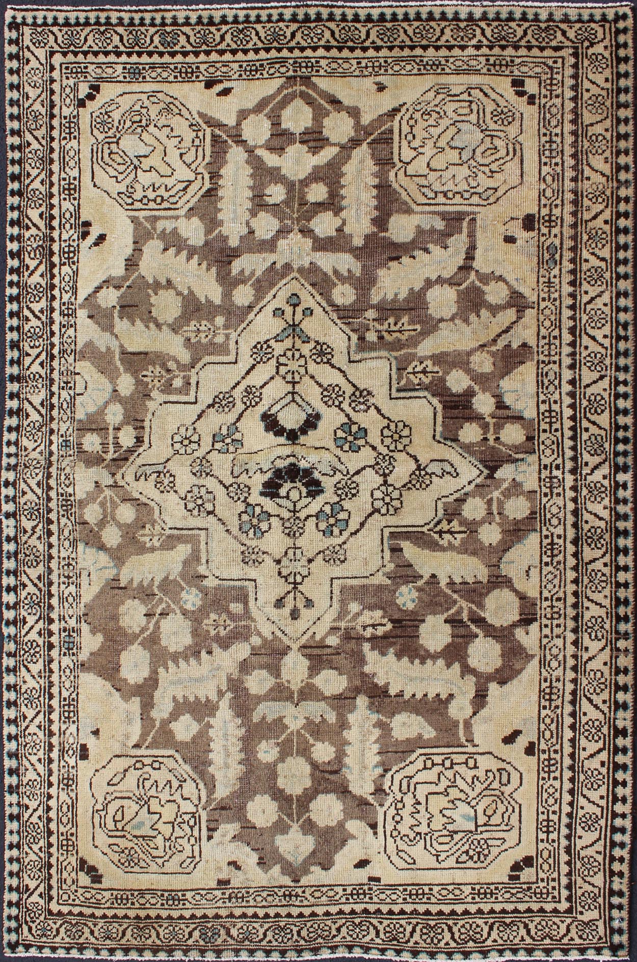 Semi Antique Persian Lilihan Rug in Brown and Earth Colors Semi Antique Persian Rug, rug H - 102 - 24, country of origin / type: Persian / Tabriz, circa mid - 20th Century. This spectacular vintage Persian rug features a center medallion design in ... - Keivan Woven ArtsH - 102 - 24 - 1776Rug