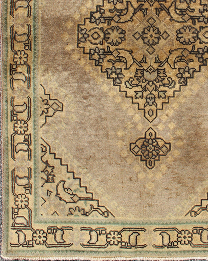 Medallion Style Tabriz Persian Vintage Rug With Medallion and Geometric Pattern. Keivan Woven Arts / rug H - 102 - 39, country of origin / type: Iran / Tabriz, circa 1950 Measures: 3'3 x 5'0. This spectacular Persian Tabriz bears a magnificent splend... - Keivan Woven ArtsH - 102 - 39 - 1784Rug