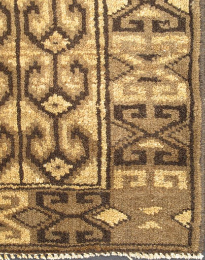 Semi antique Persian Belouch rug with tribal geometric design in brown tones, rug h - 102 - 45, country of origin / type: Iran / Belouch, circa 1950 This vintage/ semi antique Belouchi rug was handwoven in the mid - 20th century and bears a unique all... - Keivan Woven ArtsH - 102 - 45 - 1790Rug