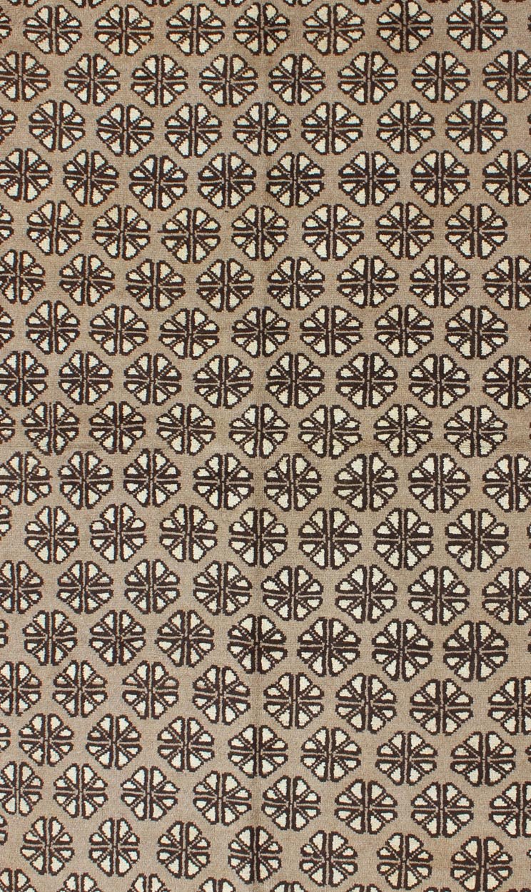 Keivan Woven Arts, H - 1211 - 36, 1950,s Vintage Rug, Hand - knotted vintage Persian rug with all - over geometric modern design in brown and taupe. Measures: 5'4 x 8'3 Vintage Persian Mishan Rug with All - Over Diamond Design in Gray, Brown and Cream... - Keivan Woven ArtsH - 1211 - 36 - 3770Rug