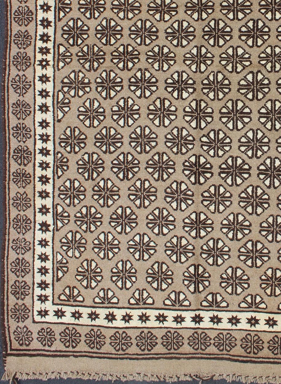 Keivan Woven Arts, H - 1211 - 36, 1950,s Vintage Rug, Hand - knotted vintage Persian rug with all - over geometric modern design in brown and taupe. Measures: 5'4 x 8'3 Vintage Persian Mishan Rug with All - Over Diamond Design in Gray, Brown and Cream... - Keivan Woven ArtsH - 1211 - 36 - 3770Rug