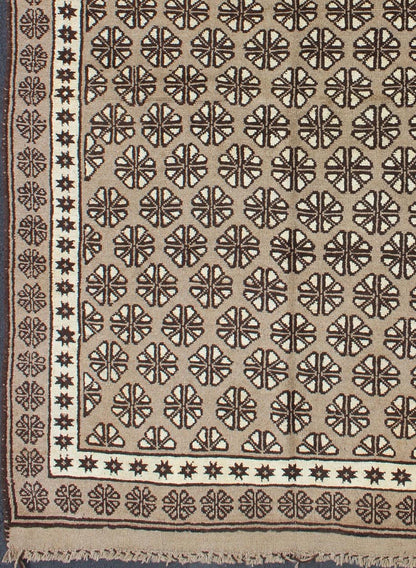Keivan Woven Arts, H - 1211 - 36, 1950,s Vintage Rug, Hand - knotted vintage Persian rug with all - over geometric modern design in brown and taupe. Measures: 5'4 x 8'3 Vintage Persian Mishan Rug with All - Over Diamond Design in Gray, Brown and Cream... - Keivan Woven ArtsH - 1211 - 36 - 3770Rug