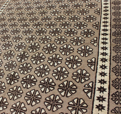 Keivan Woven Arts, H - 1211 - 36, 1950,s Vintage Rug, Hand - knotted vintage Persian rug with all - over geometric modern design in brown and taupe. Measures: 5'4 x 8'3 Vintage Persian Mishan Rug with All - Over Diamond Design in Gray, Brown and Cream... - Keivan Woven ArtsH - 1211 - 36 - 3770Rug
