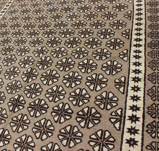 Keivan Woven Arts, H - 1211 - 36, 1950,s Vintage Rug, Hand - knotted vintage Persian rug with all - over geometric modern design in brown and taupe. Measures: 5'4 x 8'3 Vintage Persian Mishan Rug with All - Over Diamond Design in Gray, Brown and Cream... - Keivan Woven ArtsH - 1211 - 36 - 3770Rug