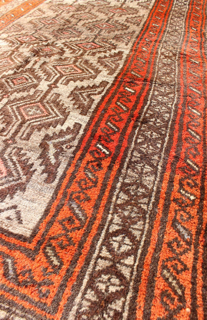 Keivan Woven Arts, H - 1211 - 53, Semi Antique Shiraz Rug, Vintage Persian Shiraz rug in burnt orange and brown with tribal medallions, rug h - 1211 - 53, country of origin / type: Iran / Shiraz, circa 1950. This vintage Persian Shiraz rug (circa mid - 20th c... - Keivan Woven ArtsH - 1211 - 53 - 3782Rug