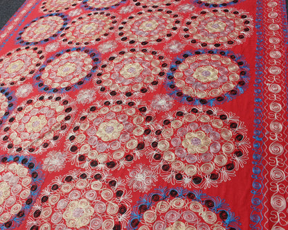 Unusually Large Silk Embroidery Suzani with Soft Red & Beautiful Vivid Colors Embroidery Suzani with Floral Design and Beautiful Vivid Colors. Rug/H - 1306 - 1, Uzbekistan Suzani "Suzani" means needlework and these embroideries are some of the m... - Keivan Woven ArtsH - 1306 - 1 - 12889Rug