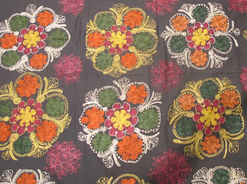 Keivan Woven Arts, H - 1306 - 8 Large Vintage Suzani silk Embroidery Shawl Suzani Vintage Embroidery Measures: 7 x 9'8 "Suzani" means needlework and these embroideries are some of the most characteristic forms of textile art from Central As... - Keivan Woven ArtsH - 1306 - 4 - 4278Rug