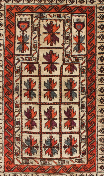 Midcentury vintage Beluch rug with all - over diamond pattern in red and charcoal, rug H - 1404 - 04 country of origin / type: Afghanistan / Tribal, circa mid - 20th century This impressive and complex vintage Afghan Beluch rug (circa mid - 20th century) ... - Keivan Woven ArtsH - 1404 - 04 - 5361Rug