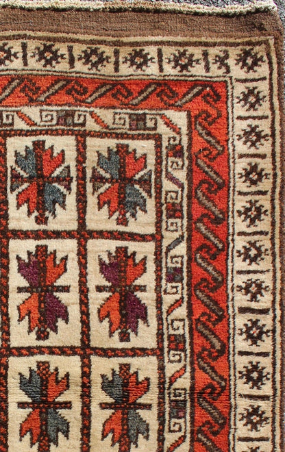 Midcentury vintage Beluch rug with all - over diamond pattern in red and charcoal, rug H - 1404 - 04 country of origin / type: Afghanistan / Tribal, circa mid - 20th century This impressive and complex vintage Afghan Beluch rug (circa mid - 20th century) ... - Keivan Woven ArtsH - 1404 - 04 - 5361Rug