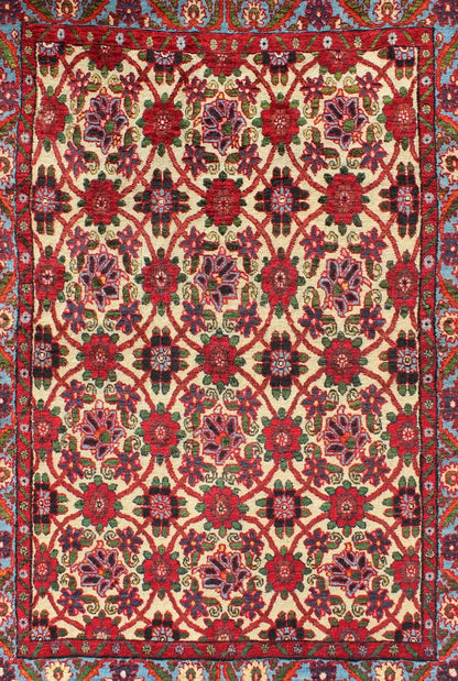 Semi Antique Persian Malayer Rug with Floral Pattern in Rich Red, Yellow Tones. Vintage Persian Malayer Rug with Floral Pattern, rug H - 209 - 4, country of origin / type: Persian / Malayer, circa mid - 20th Century. This Persian Malayer from mid - 20th... - Keivan Woven ArtsH - 209 - 4 - 1293Rug