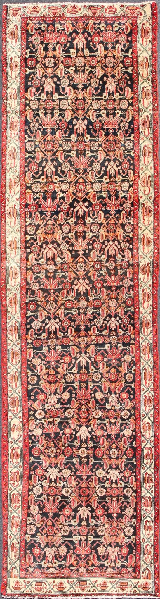 Keivan Woven Arts, H - 501 - 17, 1950's Semi - Antique Malayer Long Runner Rug. This long Semi - Antique Malayer runner (circa 1950) bears a beautiful, expansive, all - over sub geometric design paired with a delightful palette of various shades of onyx, red, cr... - Keivan Woven ArtsH - 501 - 17 - 1322Rug