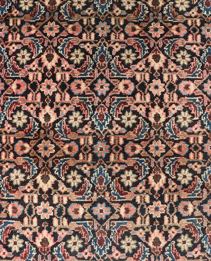 Antique Malayer runner with Dark Blue, Brown, Black, Khaki, Red, Green & Yellow, Sub - geometric repeating geometric design Antique Malayer runner with Dark Blue, Brown, Black and Beige along with red, Khaki, teal, soft orange, yellow, cream and light... - Keivan Woven ArtsH - 501 - 4 - 1342Rug