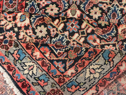 Antique Malayer runner with Dark Blue, Brown, Black, Khaki, Red, Green & Yellow, Sub - geometric repeating geometric design Antique Malayer runner with Dark Blue, Brown, Black and Beige along with red, Khaki, teal, soft orange, yellow, cream and light... - Keivan Woven ArtsH - 501 - 4 - 1342Rug