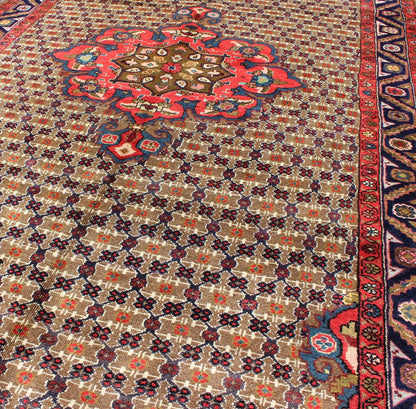 Measures: 4'10" x 9' 6" Country of Origin: Iran Type: Sarab, Hamedan Design: All - Over, Medallion. Classic Keivan Woven Arts rug H - 501 - 49 Persian Rug, Persian Sarab, Hand - Knotted Hamedan Sarab, Herati Rug, Authentic Persian Rug, Authentic S... - Keivan Woven ArtsH - 501 - 49 - 1241Rug