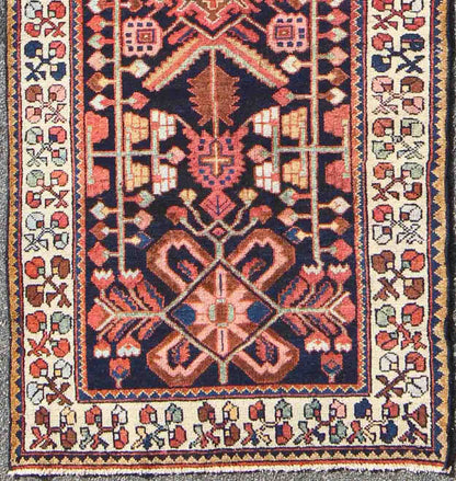 Keivan Woven Arts, H - 501 - 6, 1950's Semi Antique Hamadan Rug. Semi Antique Hamedan rug in midnight blue, red, green and brown, rug h - 501 - 6,/ Hamedan, circa 1950 This Semi Antique Hamadan gallery rug (circa 1950's) features a unique blend of colors an... - Keivan Woven ArtsH - 501 - 6 - 1366Rug