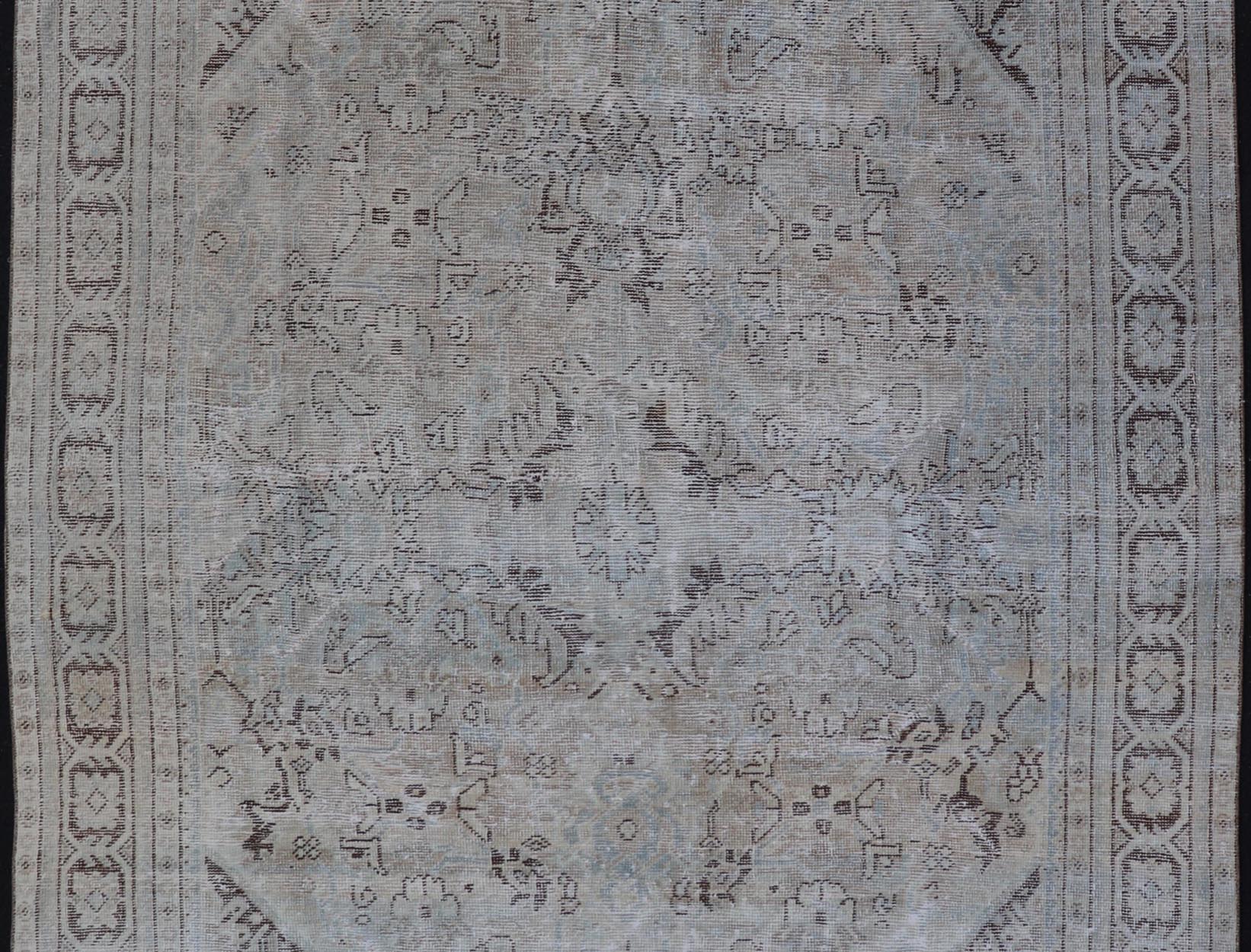 Vintage Persian Mahal Rug with Sub - Geometric Design With Small Medallion Keivan Woven Arts / Country of origin: Iran; Type: Mahal; Design: Diamond Medallion, Floral Medallion; Keivan Woven Arts: Rug H - 701 - 03. Measures: 7'0 x 9'11 This vintag... - Keivan Woven ArtsH - 701 - 03 - 1269Rug