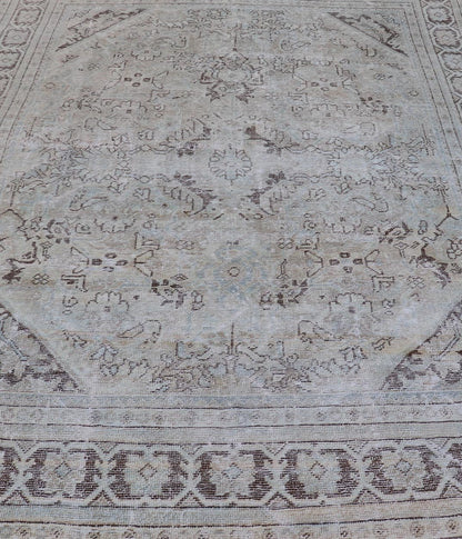 Vintage Persian Mahal Rug with Sub - Geometric Design With Small Medallion Keivan Woven Arts / Country of origin: Iran; Type: Mahal; Design: Diamond Medallion, Floral Medallion; Keivan Woven Arts: Rug H - 701 - 03. Measures: 7'0 x 9'11 This vintag... - Keivan Woven ArtsH - 701 - 03 - 1269Rug