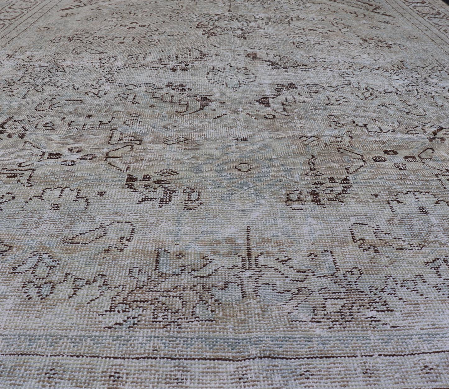 Vintage Persian Mahal Rug with Sub - Geometric Design With Small Medallion Keivan Woven Arts / Country of origin: Iran; Type: Mahal; Design: Diamond Medallion, Floral Medallion; Keivan Woven Arts: Rug H - 701 - 03. Measures: 7'0 x 9'11 This vintag... - Keivan Woven ArtsH - 701 - 03 - 1269Rug