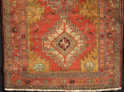 Keivan Woven Arts, H - 711 - 15, 1950's Semi Antique Heriz Runner Rug. This mid - 20th century, handwoven Semi Antique Heriz runner features a red - colored field imbued with a ornate medallions. A beautifully drawn multi - tiered border surrounds the entirety o... - Keivan Woven ArtsH - 711 - 15 - 1374Rug