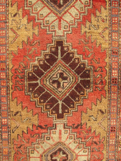 Keivan Woven Arts, H - 711 - 15, 1950's Semi Antique Heriz Runner Rug. This mid - 20th century, handwoven Semi Antique Heriz runner features a red - colored field imbued with a ornate medallions. A beautifully drawn multi - tiered border surrounds the entirety o... - Keivan Woven ArtsH - 711 - 15 - 1374Rug