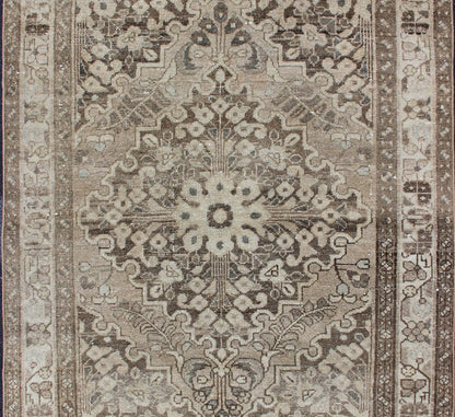 Earth Tone and Neutral Tone Vintage Persian Lilihan Rug with Medallion Vintage Persian Lilihan rug with center medallion in neutral tones, Keivan Woven Arts / rug h - 711 - 39, country of origin / type: Iran / Lilihan, circa 1950 This spectacula... - Keivan Woven ArtsH - 711 - 39 - 1297Rug