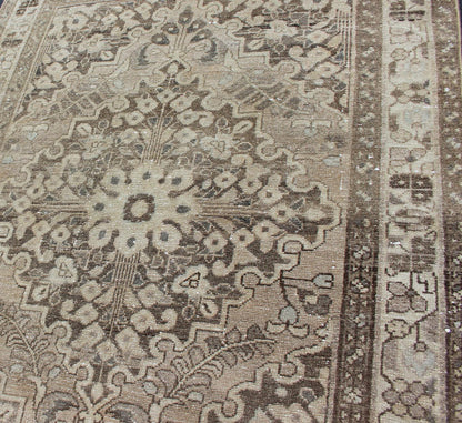 Earth Tone and Neutral Tone Vintage Persian Lilihan Rug with Medallion Vintage Persian Lilihan rug with center medallion in neutral tones, Keivan Woven Arts / rug h - 711 - 39, country of origin / type: Iran / Lilihan, circa 1950 This spectacula... - Keivan Woven ArtsH - 711 - 39 - 1297Rug