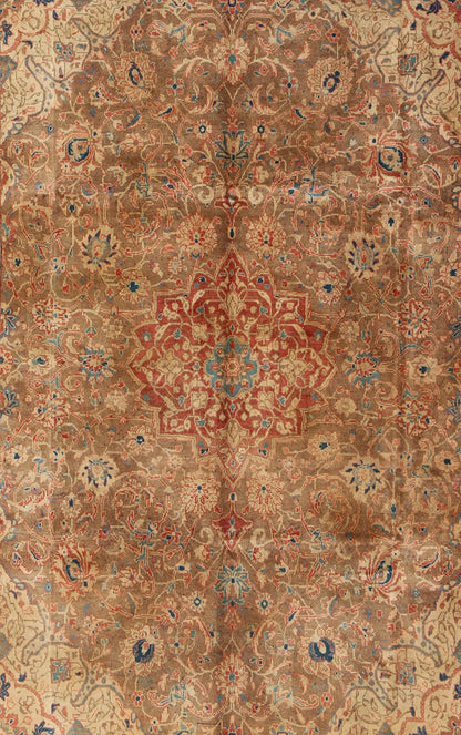 Antique Mahal Rug with Floral Pattern in Camel, Coral, Turquoise , Rust Red. Antique Mahal Rug with Floral Pattern in Camel, Coral, Turquoise , Rust Red Antique Persian Mahal Rug with Floral Pattern, Rug 904 - 17, Country of Origin/Iran, Type/Pers... - Keivan Woven ArtsH - 904 - 17 - 1221Rug