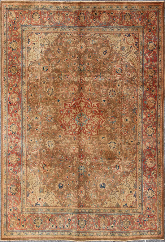 Antique Mahal Rug with Floral Pattern in Camel, Coral, Turquoise , Rust Red. Antique Mahal Rug with Floral Pattern in Camel, Coral, Turquoise , Rust Red Antique Persian Mahal Rug with Floral Pattern, Rug 904 - 17, Country of Origin/Iran, Type/Pers... - Keivan Woven ArtsH - 904 - 17 - 1221Rug