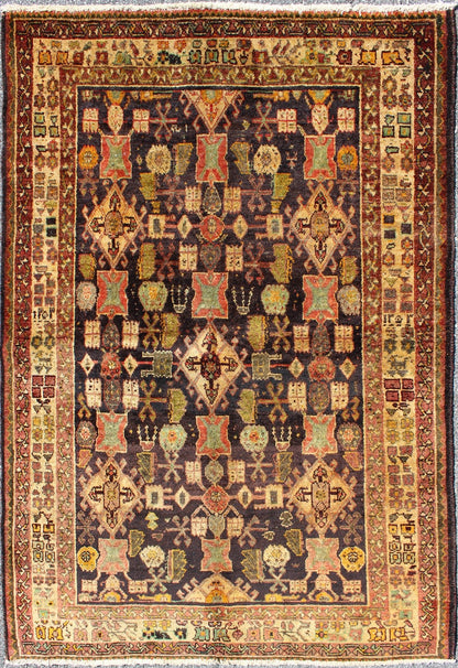 Vintage Persian Gabbeh carpet with all - over geometric Design and Midnight Field, rug h - 905 - 07, country of origin / type: Iran / Tribal, circa 1940 This dazzling Vintage Persian Gabbeh rug bears a remarkable all - over geometric design paired with ... - Keivan Woven ArtsH - 905 - 07 - 1229Rug