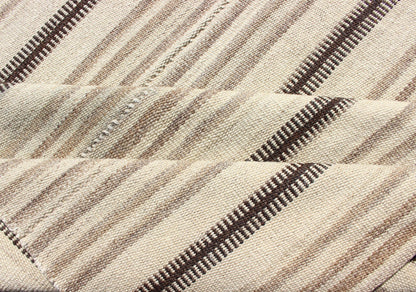 Antique Neutral Paneled Kilim Flat - Weave in Tones of Cream and Brown Antique neutral paneled Kilim flat - weave in tones of cream and brown with newly woven designs. Casual flat - weave Kilim design, rug H20 - 0904, country of origin / type: Iran / Ki... - Keivan Woven ArtsH20 - 0904 - 13434Rug